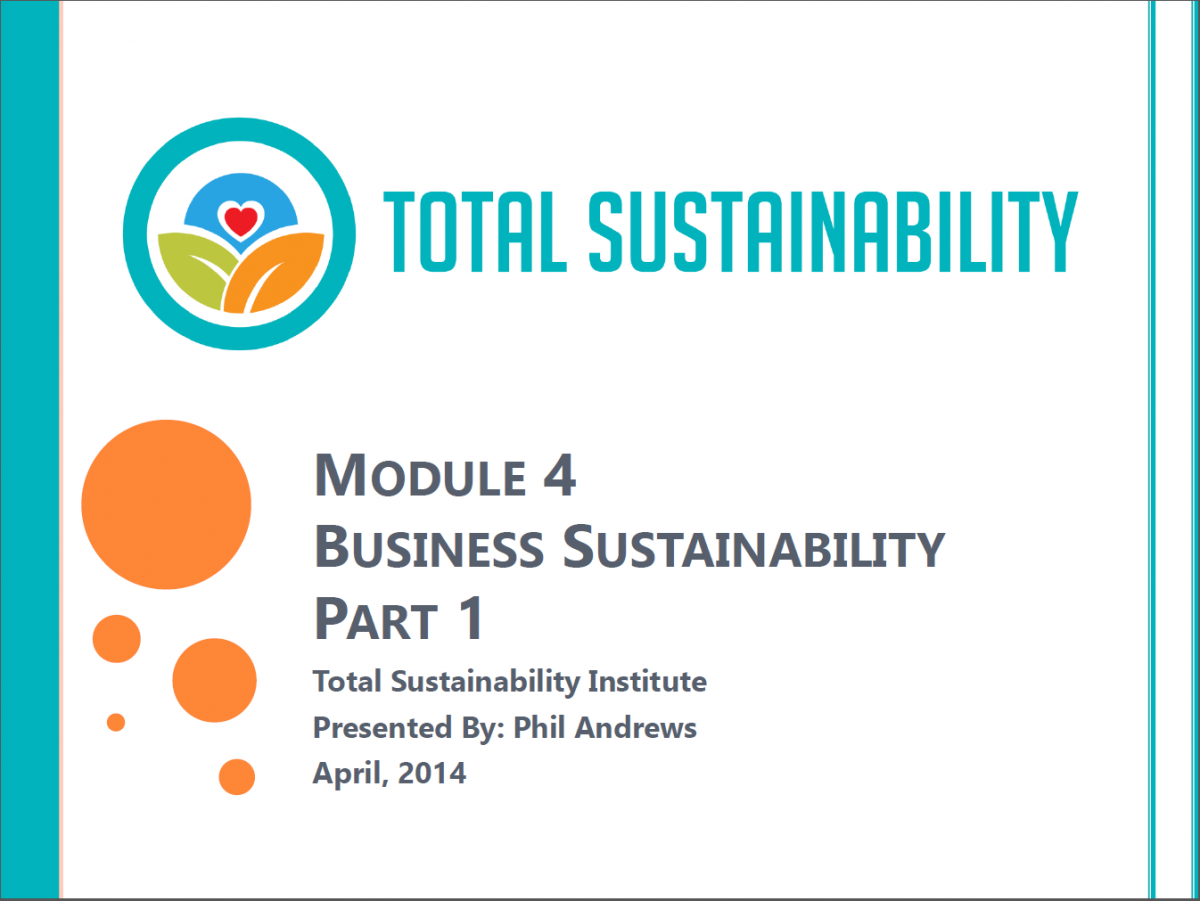 Business Sustainability Part 1 Total Sustainability